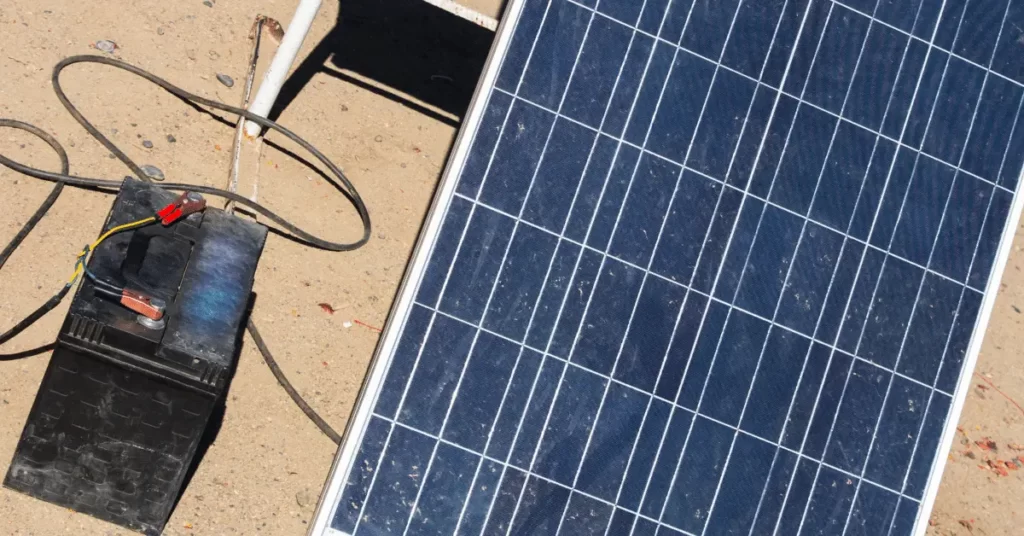 solar panel to battery connection on ground