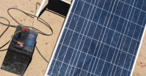 solar panel to battery connection on ground