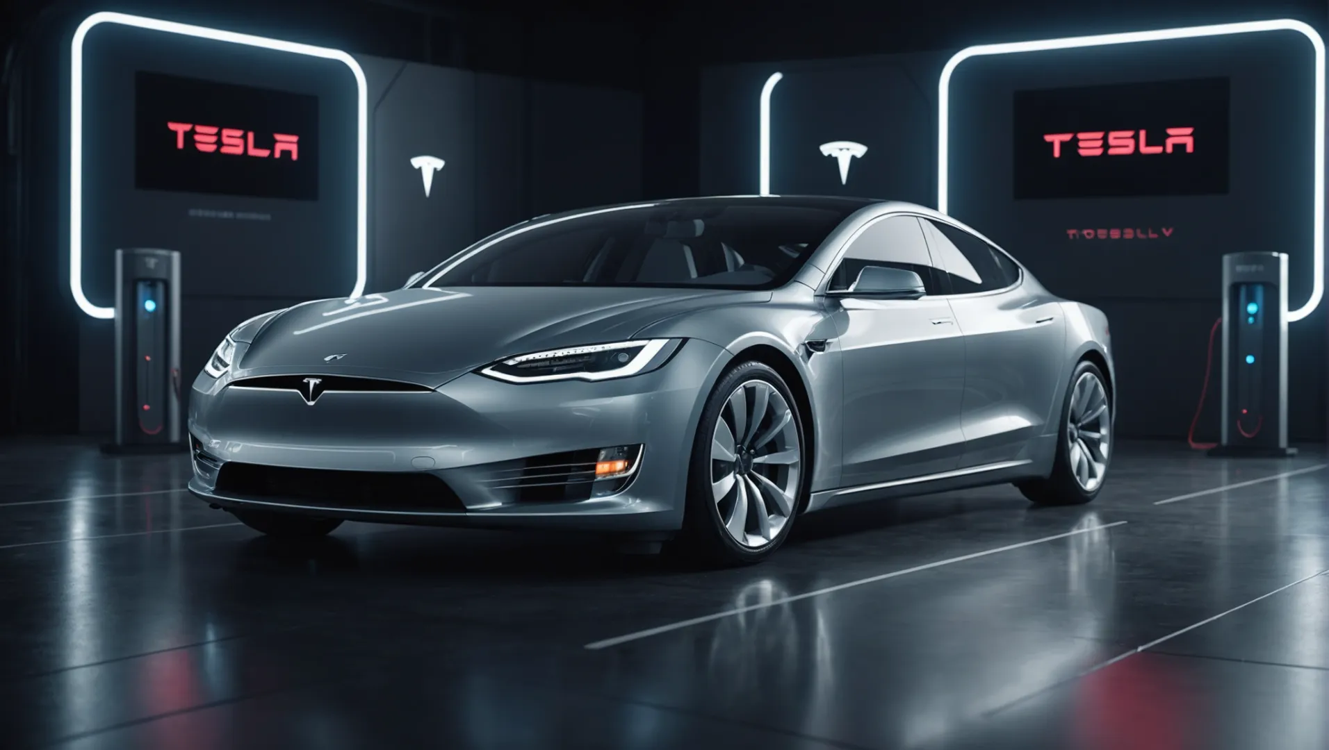 Illustration of a futuristic electric vehicle battery with CATL and Tesla logos.