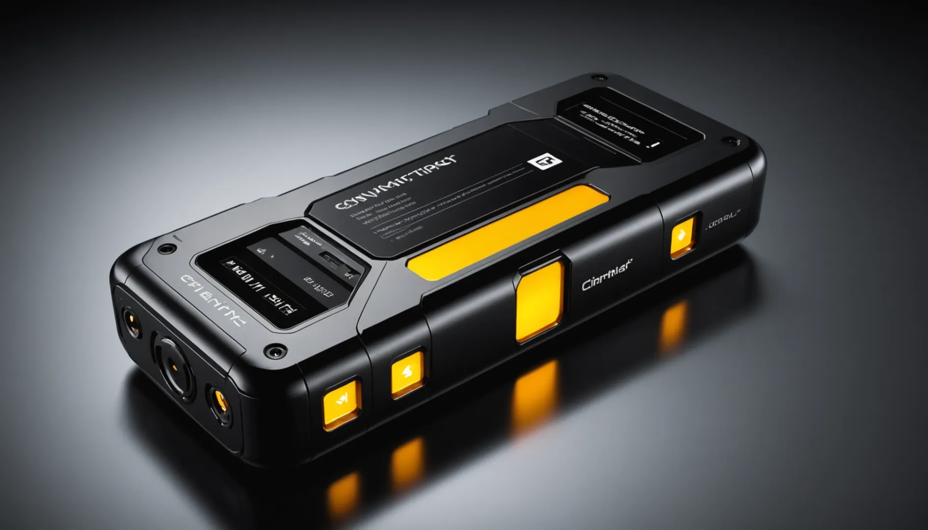 A futuristic custom battery pack with advanced features and unique shape