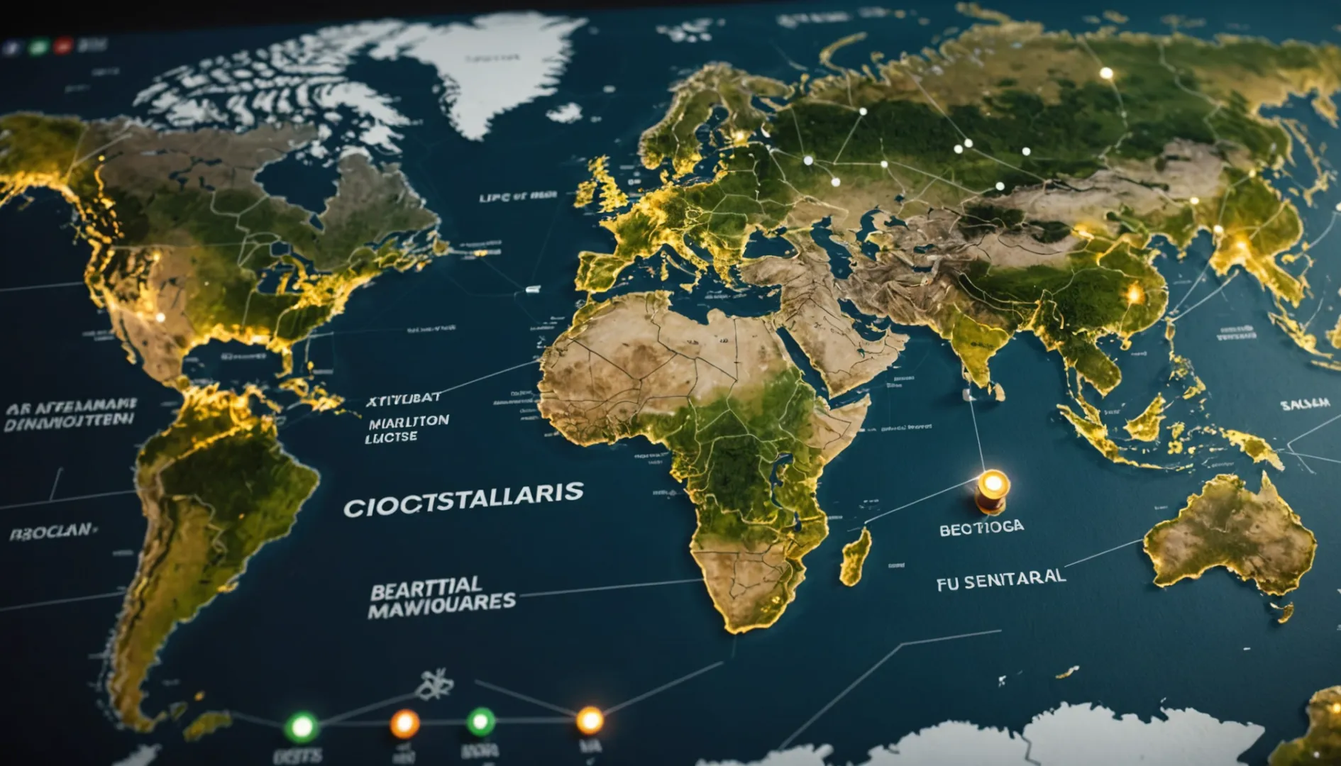 World map highlighting LiPo battery manufacturers with icons for technological advancements and sustainability.