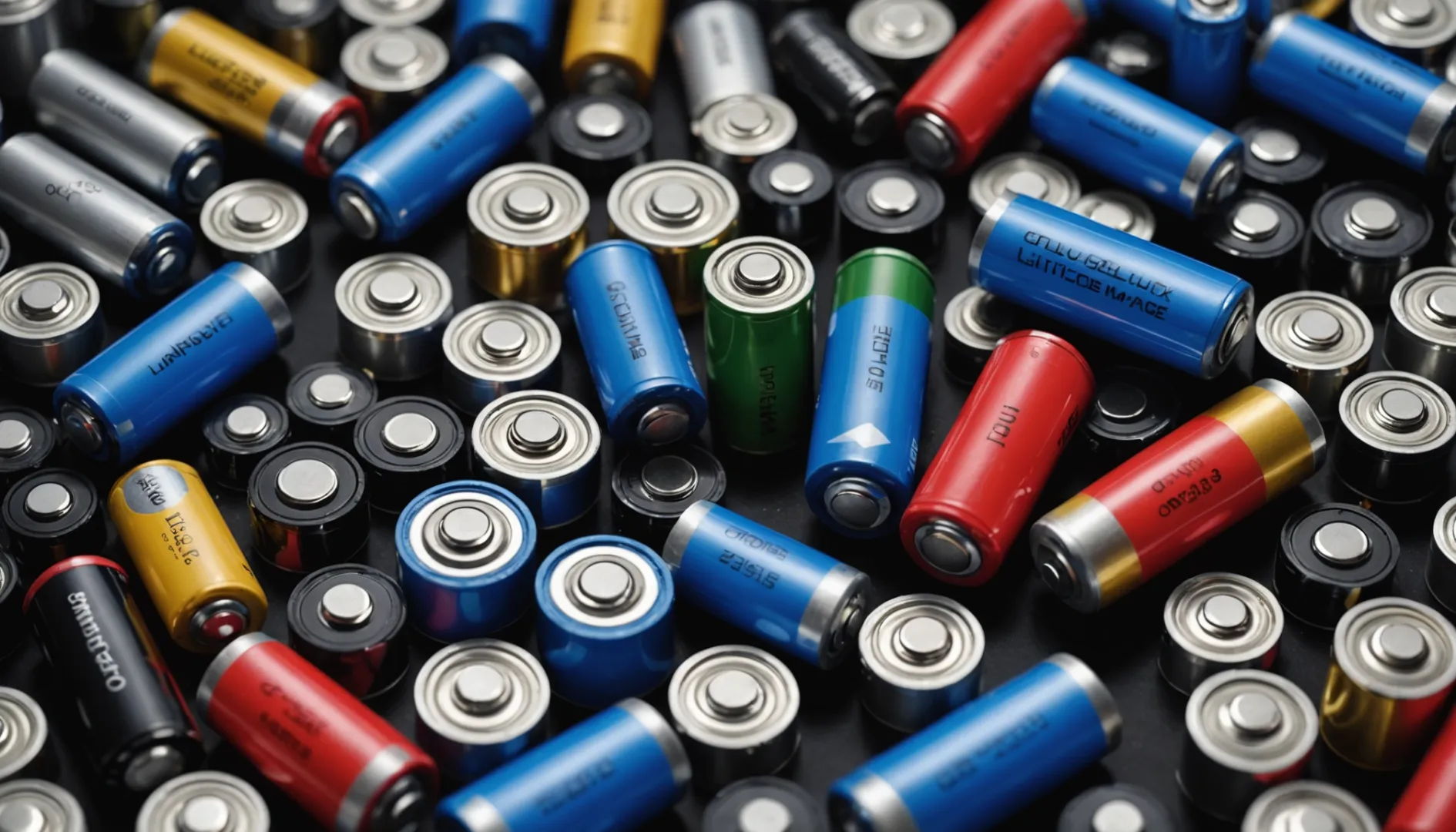A detailed arrangement of different types of lithium batteries