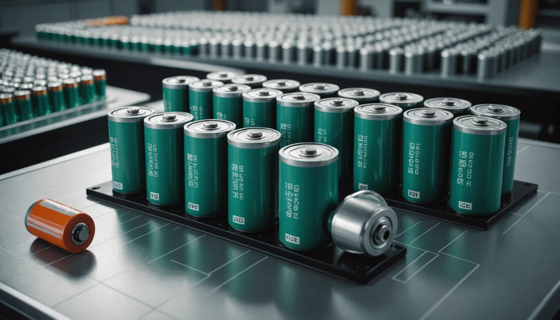 Comparison of different lithium battery types on a laboratory table