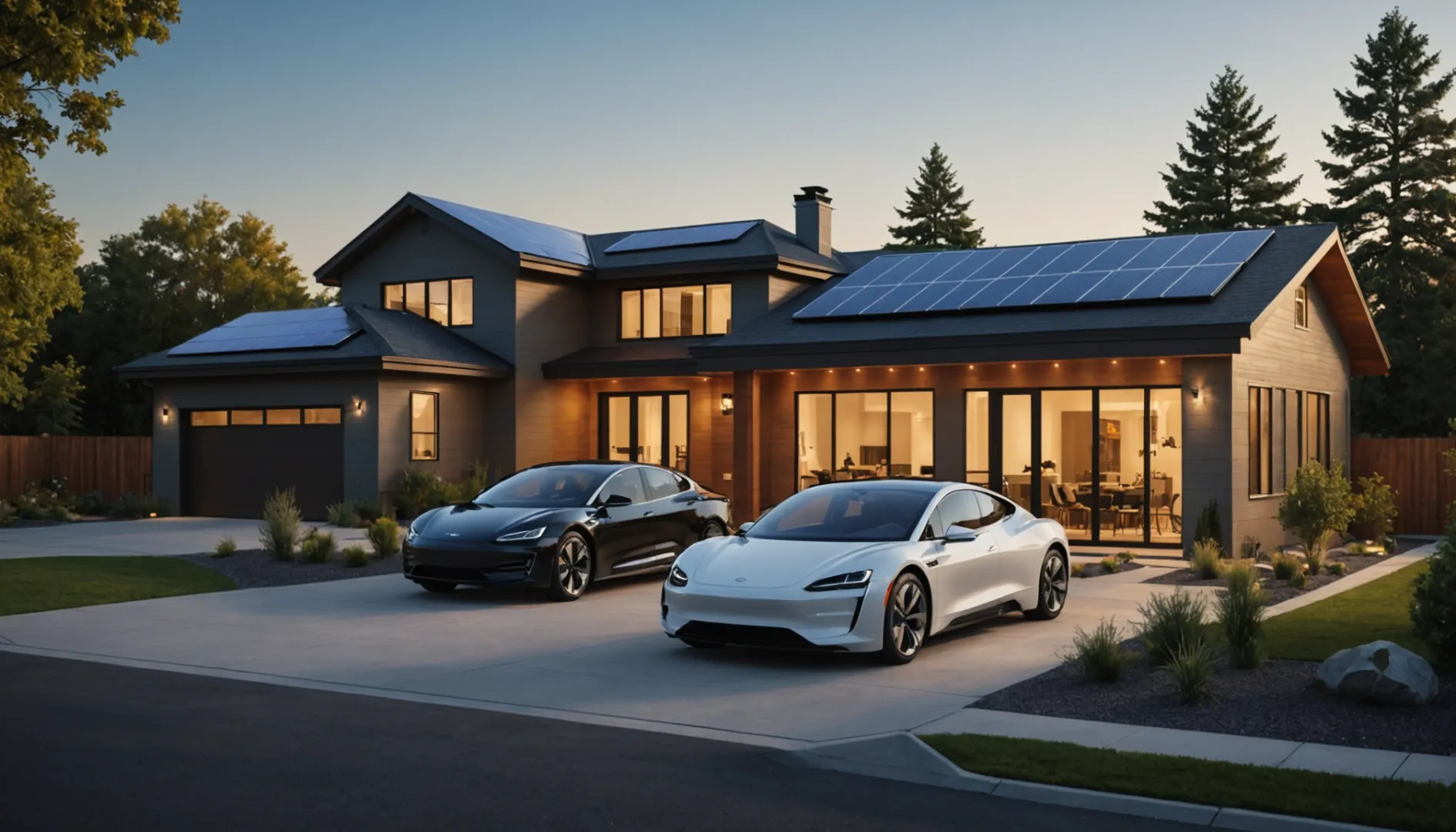 100Ah lithium battery setup in a modern home with solar panels and electric vehicle
