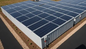 100Ah lithium battery in a solar power setup with panels and wiring