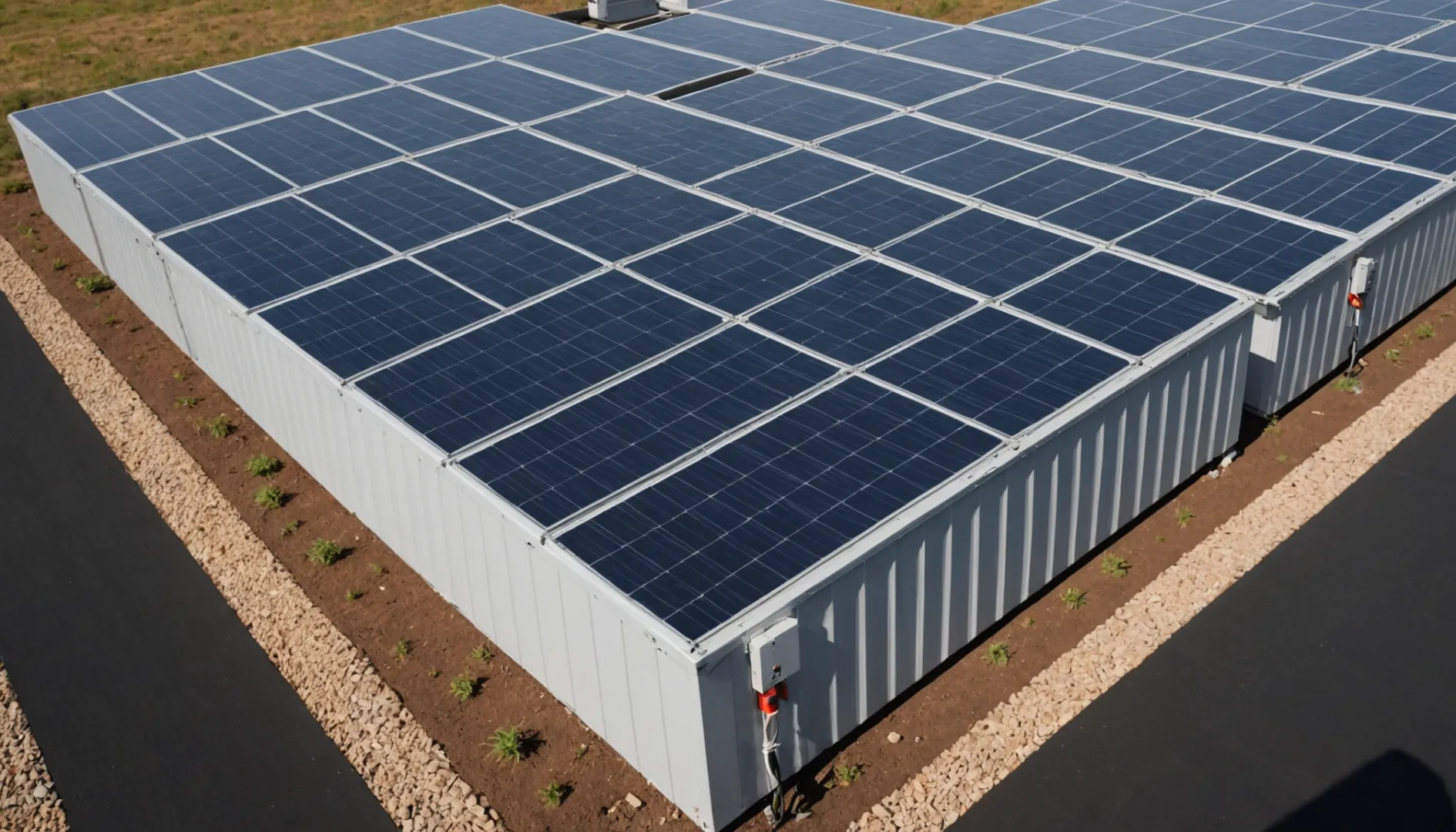 100Ah lithium battery in a solar power setup with panels and wiring