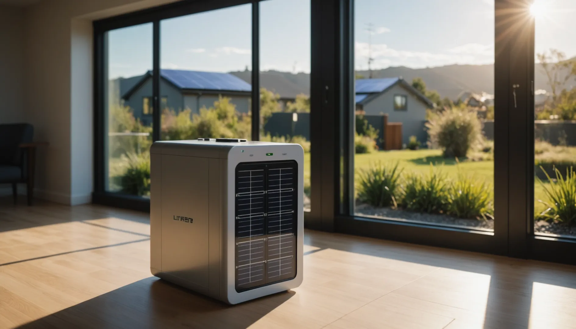 Lithium Iron Phosphate battery integrated into a solar panel system in a modern home.