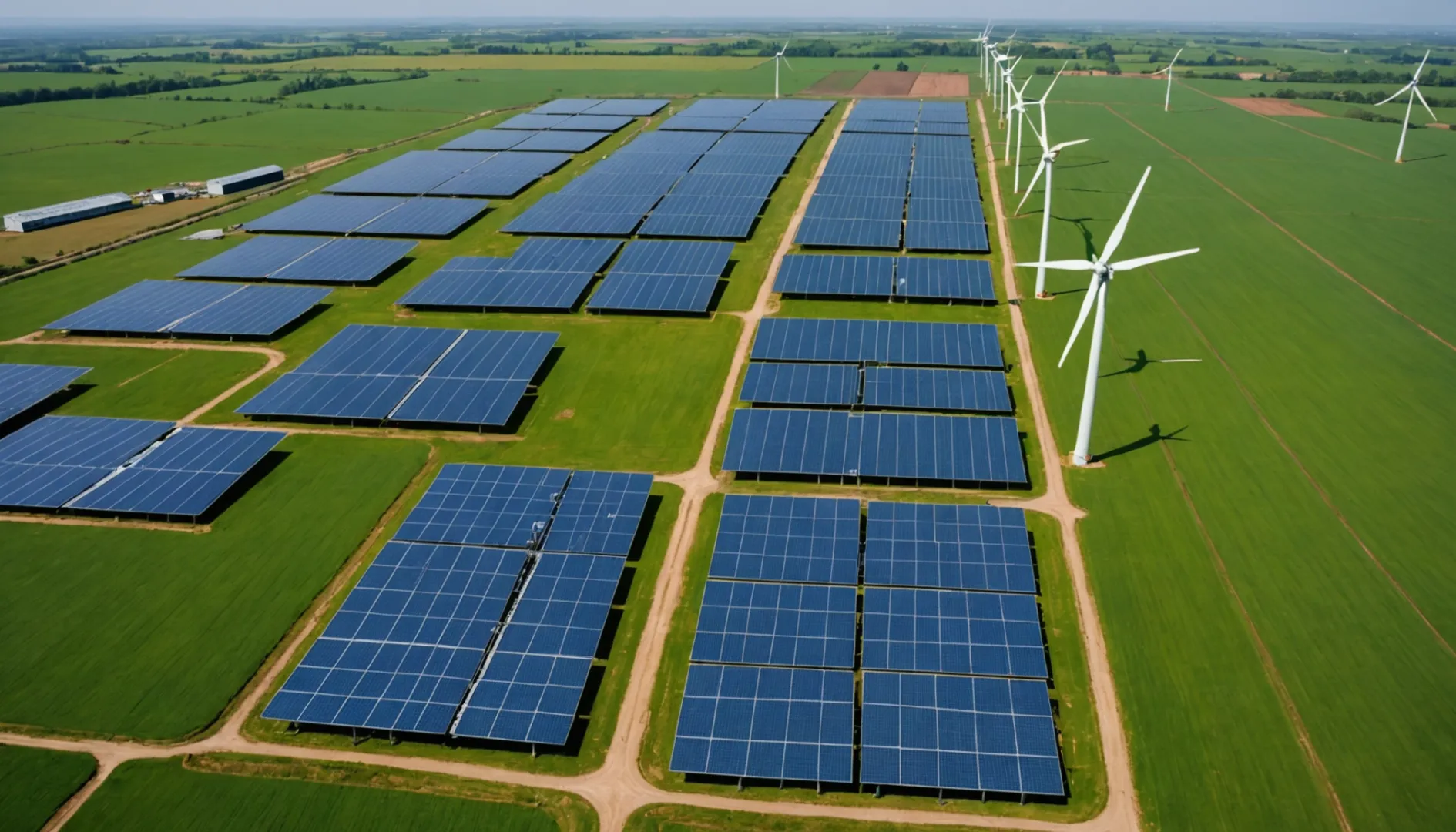 Aerial view of Tata Power solar and wind farm
